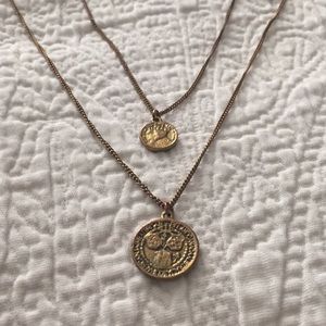 Boho bronze coin necklace